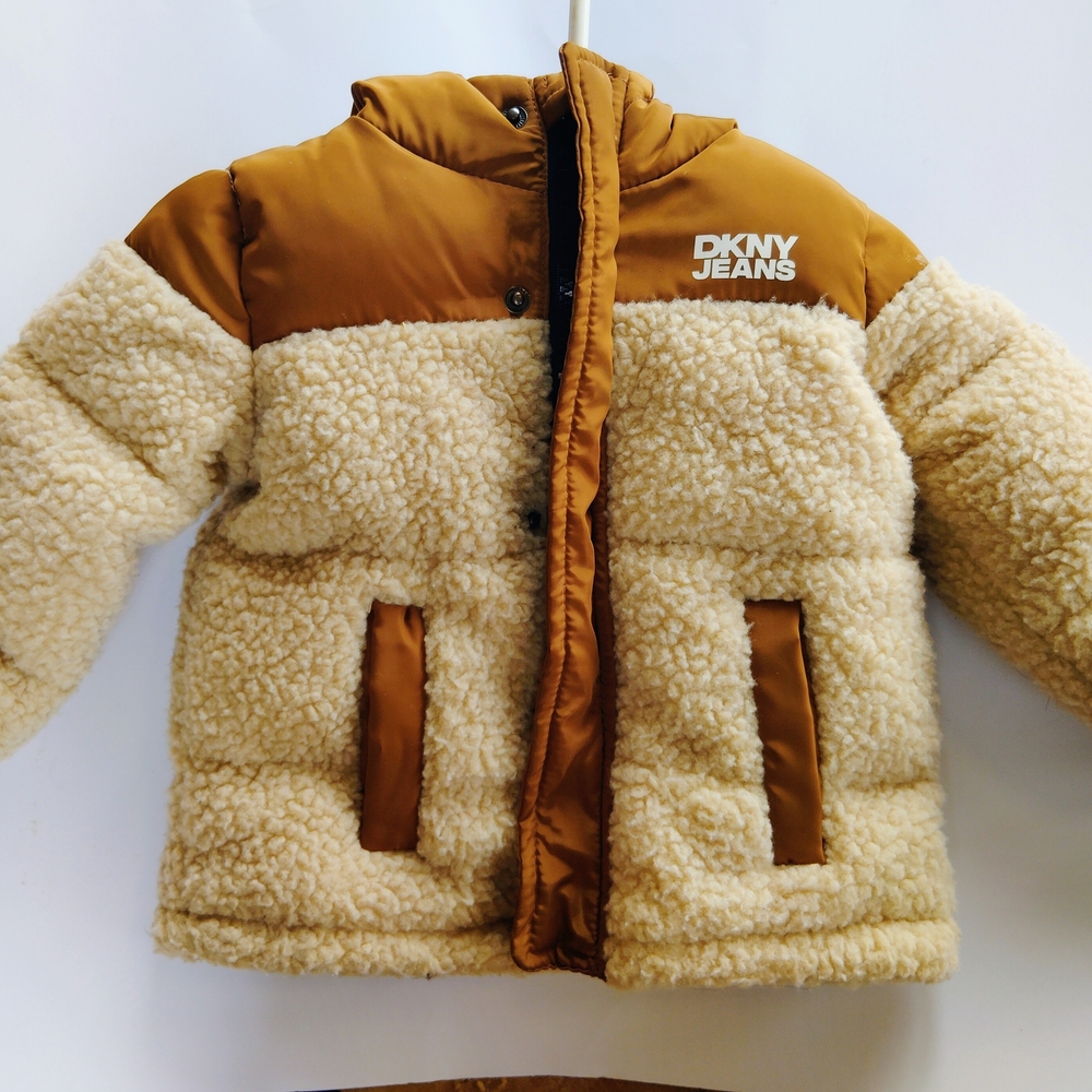 DKNYC Kids Puffer Jacket in Cream and Brown